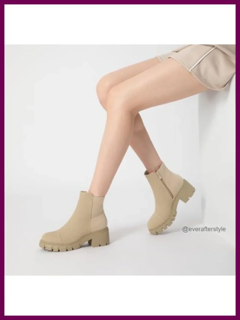 Platform Lug Sole Chunky Heel Chelsea Booties with Side Zipper